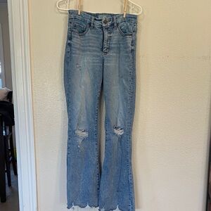 Parker Light Blue Distressed Flare Jeans